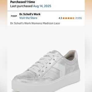 Dr. Scholl's Women's Madison Metallic Silver Sneakers size 7.5